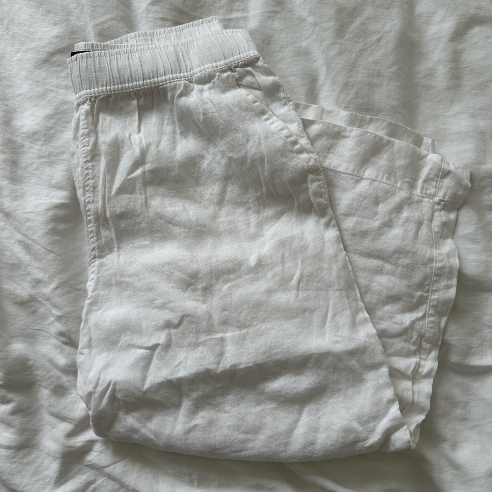 Tahari 100% linen white pants